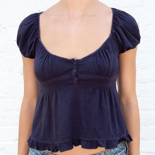 Image of Fairy Grunge Y2k Shirts Vintage Crop Tops Short Sleeve Girls Slim Fit Tees