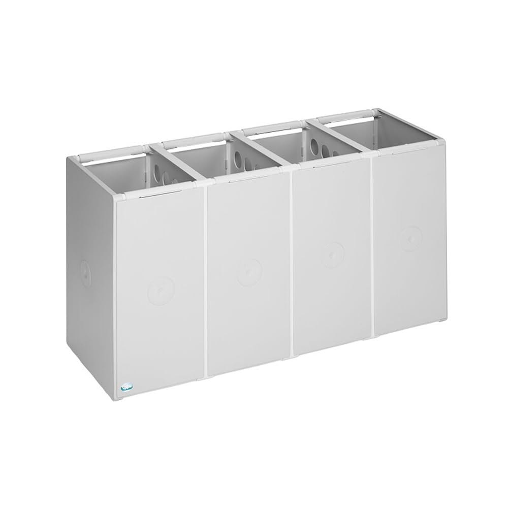 PROREGAL Robustes Abfall- und Wertstoffsammelsystem 4-Fach | ohne Deckel | 40 Liter, HxBxT 57x101x40,5cm | Kunststoff | Grau | Mülleimer Abfalleimer