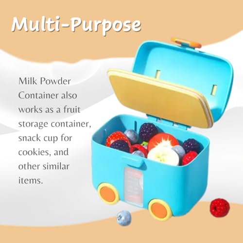 Image of Adore Silicone Tuk Tuk Baby Milk Powder Container, Formula Storage And Milk Powder Dispenser Box (180 Gm, Blue)