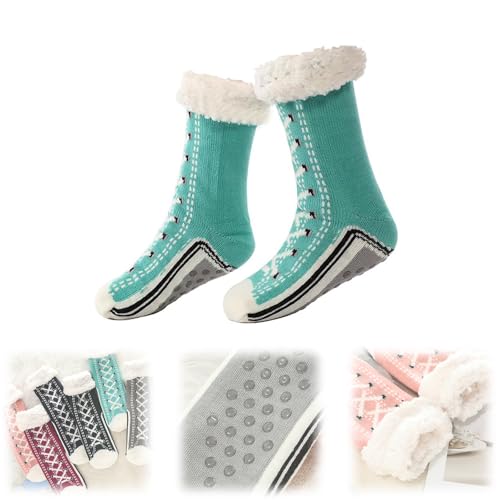 DAIWN Ultra-Thick Cashmere Slipper Home Socks, Cashmere Slipper Socks, Slipper Socks For Women (Light blue, Adult, Women, Medium, Alpha Range, US Footwear Size System, Large, Medium)