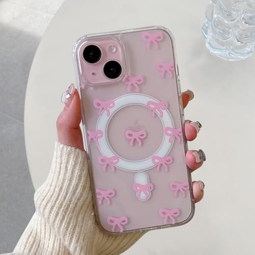 Coque iPhone 16 Plus compatible MagSafe transparente antichoc jolie protection rose fille
