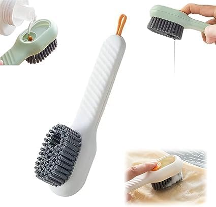 Aider Soap Dispensing Cleaning Brush with Handle Scrubbing | Reusable Washing Shoe Brush for Shoes Clothes Cleaning-image-2