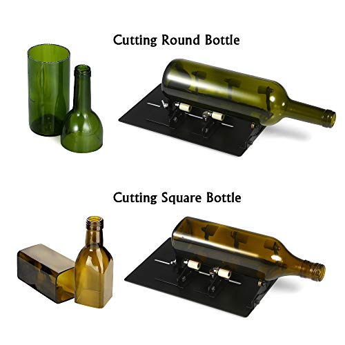 Decdeal Glass Bottle Cutter, Square & Round Bottle Cutting Machine Bottle Cutting Tool Kit for Cutting Wine Beer Liquor Whiskey Alcohol Champagne, with Gloves Fixing Rubber Ring Sanding Paper - Thumbnail 6