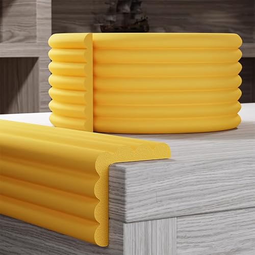 Protection d'angle en mousse jaune en W contre les chocs sur meuble x10