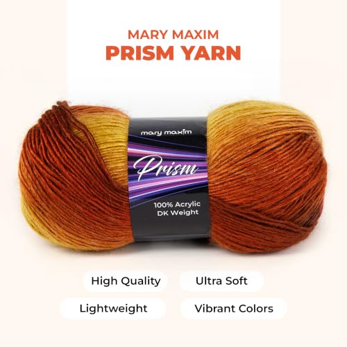 Image of Mary Maxim Prism Yarn, Acrylic Multicolor DK Yarn, 290 Yards, Sunset | Ombre Yarn, 3 Weight, Machine Wash, For Knitting and Crochet, Create Baby Items, Blankets, Afghans, Clothing Variegated Yarn