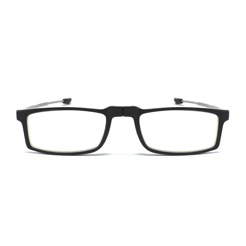 KoKoBin Pieghevole Anti Luce Blu Occhiali da Lettura Per uomo e donna con fionda specchio telescopico gambe con una scatola portatile Per viaggiare (nero, 1.0)