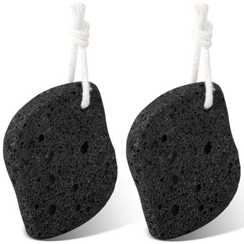 PHOGARY Pietra pomice per piedi e mani 2 PC, Naturale Pedicure Tools per calli rimozione Pelle dura, Esfoliazione del piede naturale per rimuovere la pelle morta (Nero Lava Pomice)
