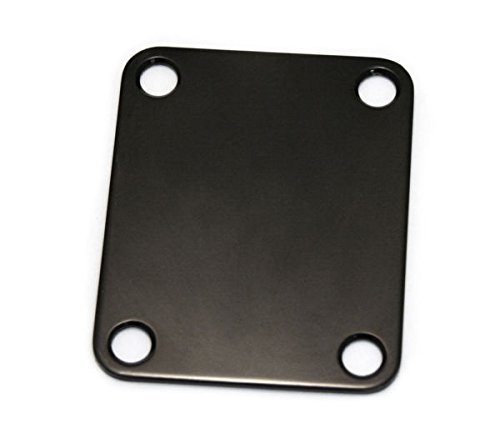 Greenten Black 4 Bolt Neck Plate Plain,Neckplate with Screws for FD Strat Tele Basses