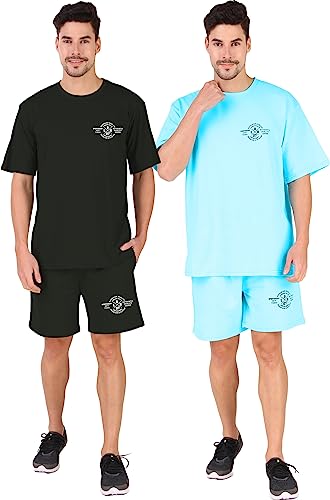 Image of London Hills Shorts Pant for Men Cotton Blend with Side Pockets | Shorts for Men | Half Pant for Man | Shorts' for Mens Stylish | Gym Short's for Man Workout | Boxer Shor'ts for Man's | Green, Navy