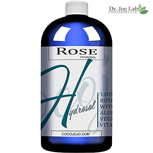 Rose Water Hydrosol, Glycerin, Aloe Vera, Vitamin C & Witch Hazel Mix - 100% Natural, Vegan, Non GMO, Floral, Face, Hair, Body, Toner, Bulk - 32 oz - Hydrating, Cleansing, Toning - Packaging May Vary