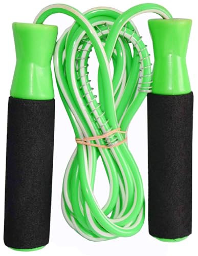 Image of VICTORY Combo of Skipping Rope and 2 Hand Grip for Men and Women and Jumping Rope for Exercise Workout & Gym Training Sports Fitness Adjustable Height with Hand Plastic Grip-Green