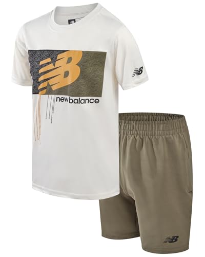 Image of New Balance Boys Shorts Set - 2 Piece Active Performance Athletic Shirt and Basketball Gym Shorts with Pockets