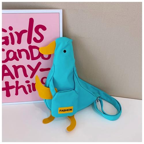 Girls' Novelty Wallets,Kawaii Purse,Cute Duck Crossbody Shoulder Bag, Funny Cartoon Chest Wallet,Unique Canvas Messenger Bag for Boy and Girls (Green)2