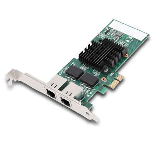 Zunate Ethernet PCI Express Dual RJ45 Puertos 82571 Controlador Adaptador Gigabit PCIe para Linux VMware, Brackets de Perfil Bajo y Altura Completa, 10/100/1000Mbps