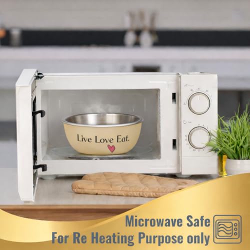 Image of Zaib Microwave Safe Stainless Steel Food Storage Containers with Lid | Pack of 3 | Sizes 12 cm, 14 cm, 16 cm | Capacity 500 ml, 750 ml, 1250 ml | Snap Fit Lid (Live Love Eat Regular 3)
