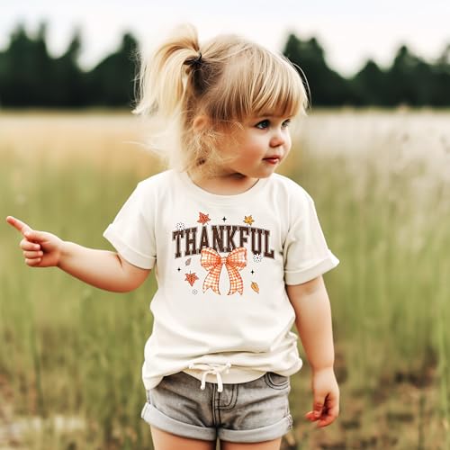 Olive Loves Apple Thankful Orange Bow Shirt for Toddlers and Girls Fall Thanksgiving Tee for Kids4