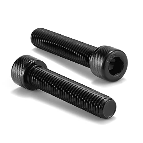 Tornillos de cabeza de casquillo de 1/4-20 x 2-1/2 pulgadas, 20 piezas de acero inoxidable 304 18-8, llave hexagonal Allen, parcialmente roscado, óxido negro por SG TZH (con llave hexagonal)