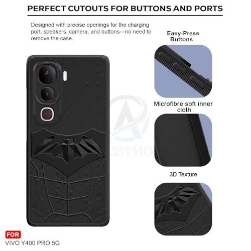 Image of AESTMO Back Cover for Vivo Y400 Pro 5G | Stylish | Soft Silicone | Shockproof | Camera Lens Protection Back Cover for Vivo Y400 Pro 5G (Black)