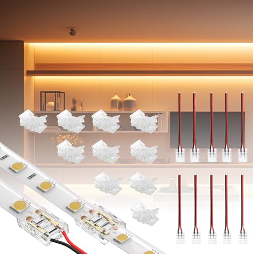 BRIMETI 20 stuks COB LED Strip connector Set 8mm 2 Pin SMD LED strepen Verbindingskabel Verlenging voor 12V/24V