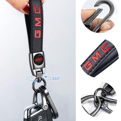 Image of YUIQIEUY Genuine Leather Car Keychain Key Chains Ring Accessories for Man and Woman Family Present Black