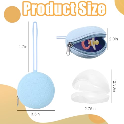 Image of 2 Pack Pacifier Holder Case, BPA-Free Silicone Portable Pacifier Case Holder Pouch for Baby Boys & Girls, Travel Storage Container for Newborn, Diaper & Strollers(Light Grey /Blue)
