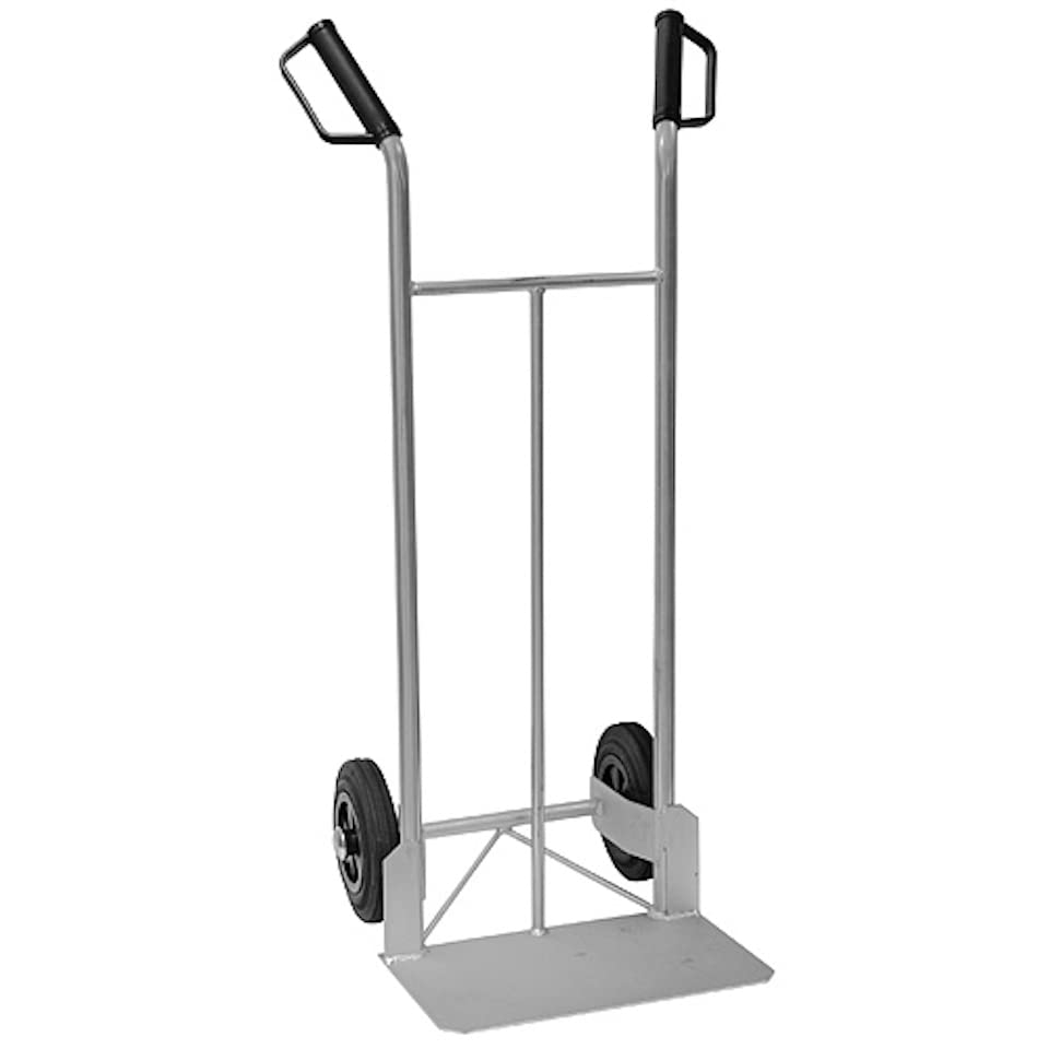 Verzinkte Sackkarre mit ergonomischen Sicherheitsgriffen | Schaufelbreite 47cm | Traglast 200kg | Grau