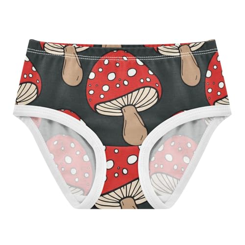 Whimsical Red Mushroom Black Girls Underwear Toddler 2t Cotton Cute Panties Girl Animal Kids Briefs Undies