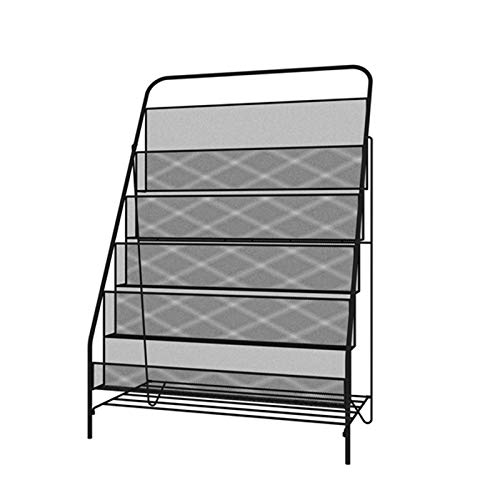 Nordic Iron - Revistero y estantería infantil multifuncional de 3/5 niveles para espacios pequeños, acabado negro elegante, tamaño: 57 x 33 x 87 cm