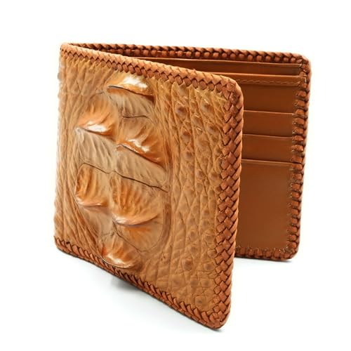 New Light Brown Alligator Crocodile Leather Back Bone Skin Men Bi-fold Slim Wallet.2
