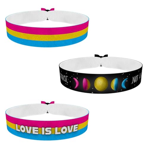 3er Set LGBTQ Pansexual Stoffarmband - Handgemachte Unisex Armbänder für Frauen, Männer und alle Geschlechter - Wasserfest & Verstellbar - Freundschaftsbänder mit Statement - Perfektes Geschen
