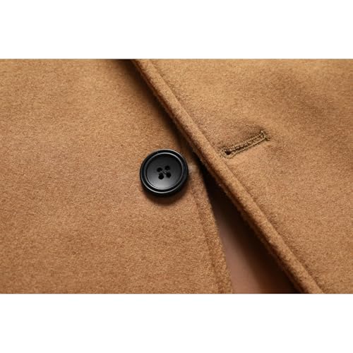 Image of INVACHI Men's Wool Blend Long Trench Coat Notched Collar Single Breasted Overcoat Warm Winter Pea Coat