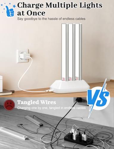 Image of 12in Under Cabinet Lighting with Charging Station, 2500mAh Rechargeable Wireless Motion Sensor Lights Indoor,Closet Lights with 3 Color Tempers, Battery Operated Cabinet Lights for Kitchen, 3-Pack