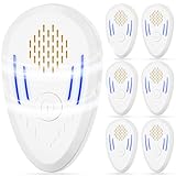 Ultrasonic Pest Repellent Indoor 6 Packs, Ultrasonic Repellent for Rodent, Mouse, Mice, Bugs, Spider, Mosquito, Roach, Electronic Plug in Pest Control, Cockroach Killer, Ant Traps, with Button, Home