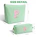 Btffitting Personalized Makeup Bag for Women Girls - Fashion Cosmetic Bag Trendy Travel Toiletry Bag with Initials Letter - Teen Gifts - Green,P