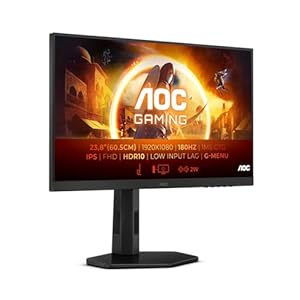 AOC Gaming 24G4X – Monitor FHD de 24 Pulgadas, 180 Hz, 1 ms, Plano, FreeSync Prem., Comp. G-Sync, HDR10, Ajustable (IPS, 1920×1080, HDMI, DisplayPort) Negro