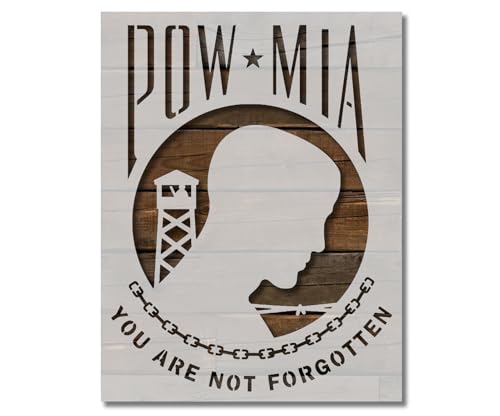POW MIA Military Veteran Stencil Template Reusable 8.5 x 11 Inches for Painting on Walls, Wood, Arts and Crafts (32)