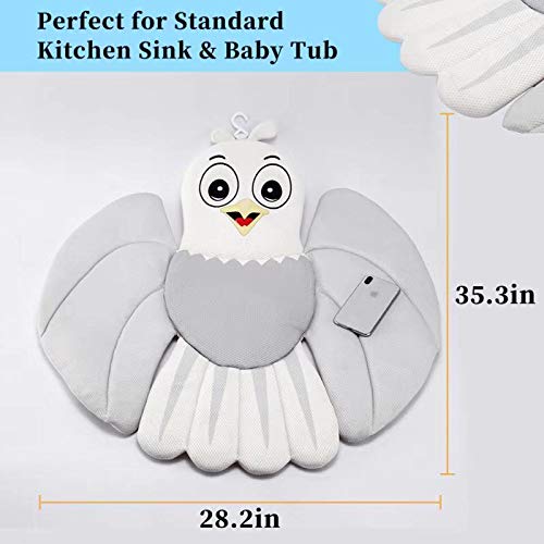 Baby Bath Cushion Sink Bather, Soft Quick Drying Bathtub Mat for Infant Bathing Tub Support, Machine Washable for 0-9 Months Newborn, Cute Eagle