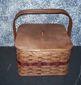 Handwoven Square Double Pie Carrier Basket with Wood Tray and Lid