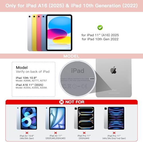 Image of RAYMCRAFT for iPad 11th(A16, 2025) /10th Generation Case with Keyboard, 360 Rotatable Case & Detachable Backlit Keyboard, Precision Cutouts and Pen Holder for iPad A16 11'' /10th 10.9'', Light Pink