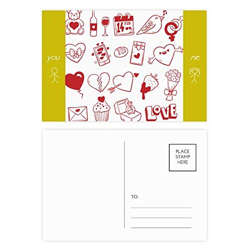 Carte merci postales de 20pcs oiseau d'amour Saint Valentin multicolore format 5,7x3,8 pouces