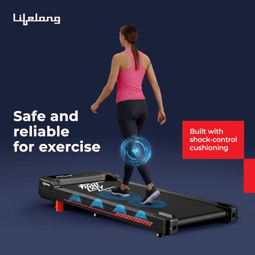Image of Lifelong Fit Pro Treadmill 3 HP Peak Dc Brushless Motor 2 Level Manual Incline Walking Machine at 8 km /Hr Speed with Led Display-Cardio Equipment for Home Gym 110kg Capacity, Black