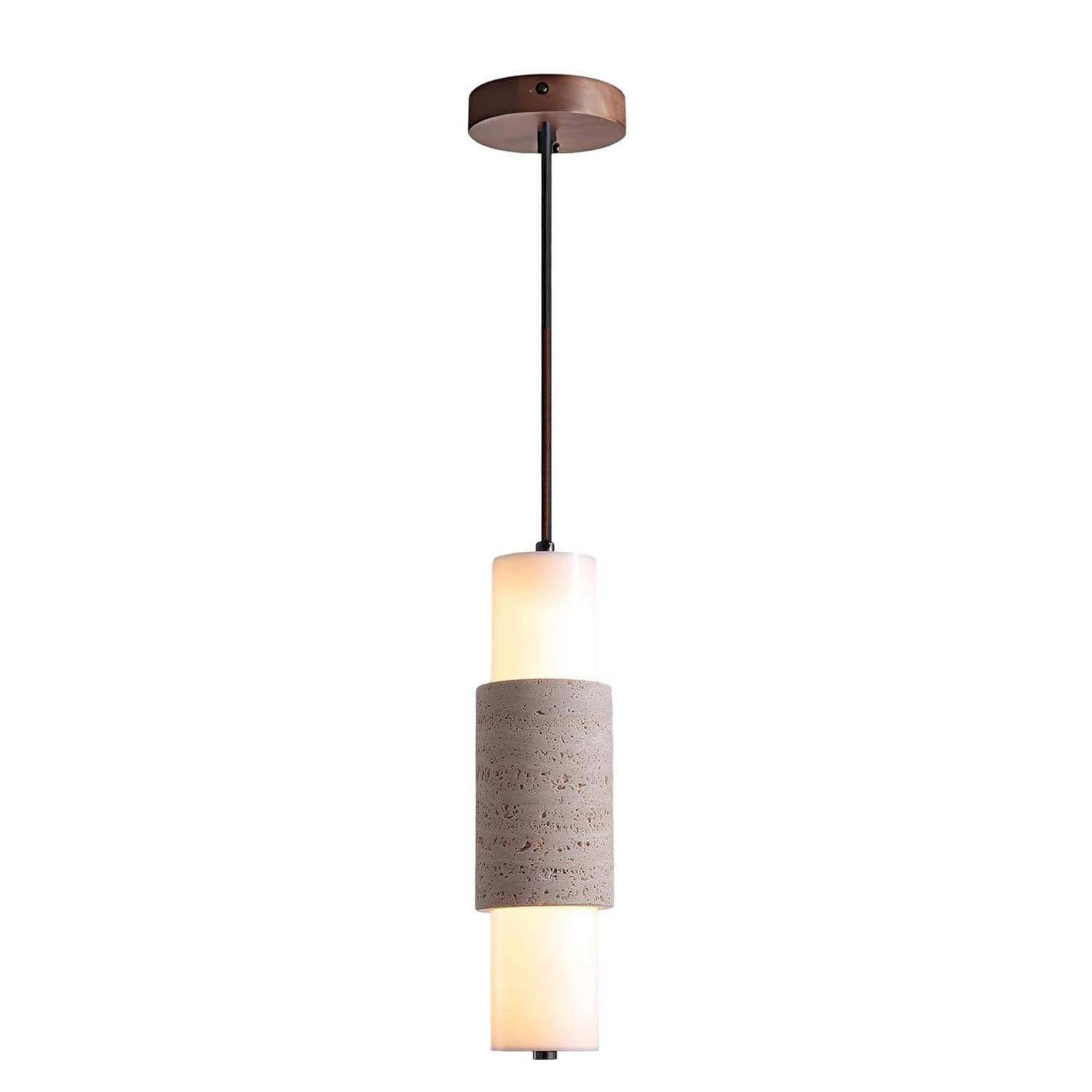 USMJQVZ Yellow Travertine Pendant Light, Wabi Sabi Dimmable LED Pendant Light with Acrylic Lampshade, Nordic Style Natural Yellow Cave Hanging Lamp Fixture for Bedroom Living Room