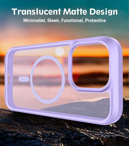 Image of BossKiss Compatible with iPhone 15 Pro Case, [Compatible with Magsafe] [Screen+Camera Protector] Magnetic Translucent Matte Women Men Girl Protective Cover for iPhone 15 Pro 6.1 inch, Titanium Purple