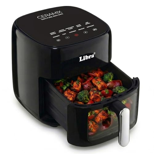 Libra 6.5 Litre Ceramix Air Fryer for Home | 100% Toxin-Free Air Fryer | Zeravion Vitracore™ ceramic technology | 10-in-1...