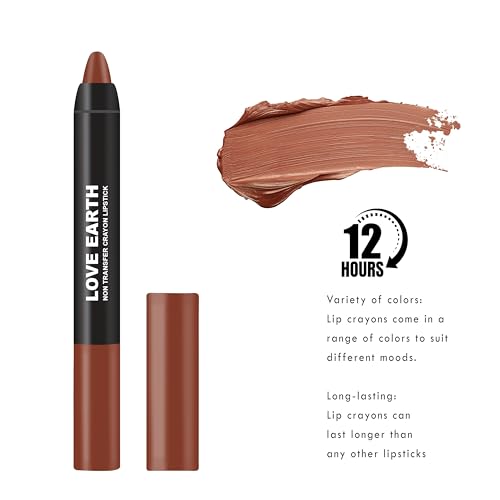 Image of Love Earth Non-Transfer Crayon Lipstick-Coffee Rose | Lightweight & Longlasting, Smudge Proof, Transferproof, Matte | up to 12 Hours Stay - 3.5g