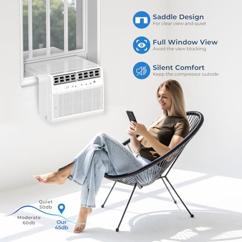 Antarctic Star U-Shaped Air Conditioner Window Unit 12000BTU, Ultra Quiet Window Air Conditioner Cools up to 550 Sq. Ft, Saddle Window AC Units with Full Window View, Energy Saving, Easy to install