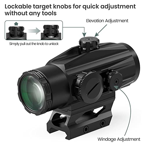 Votatu P3X Prism Scope Shake Awake 3X Magnification Prism Sight With Etched Reticle And Red & Green Illumination, Compact Rifle Scope #TOP4
