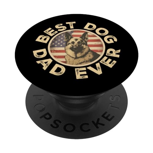 Vintage Best Dog Dad Ever German Shepherd Dog Bandera de Estados Unidos PopSockets PopGrip Intercambiable