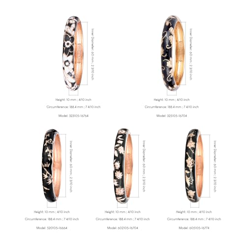 Image of UJOY Bangles 5 Pcs Enamel Jewelry Set Rose Flower Engraved Cloisonne Bracelets Pack in a Box 5PCS