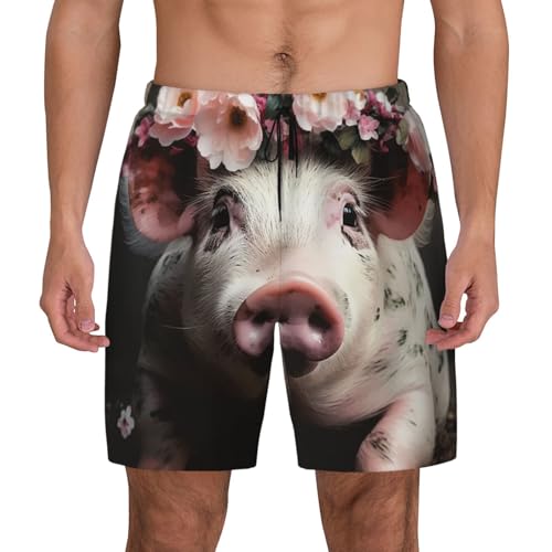 Men's Swim Trunks Quick Dry Board Shorts Smiling Beach Shorts with Pocket Bathing Suits for Men